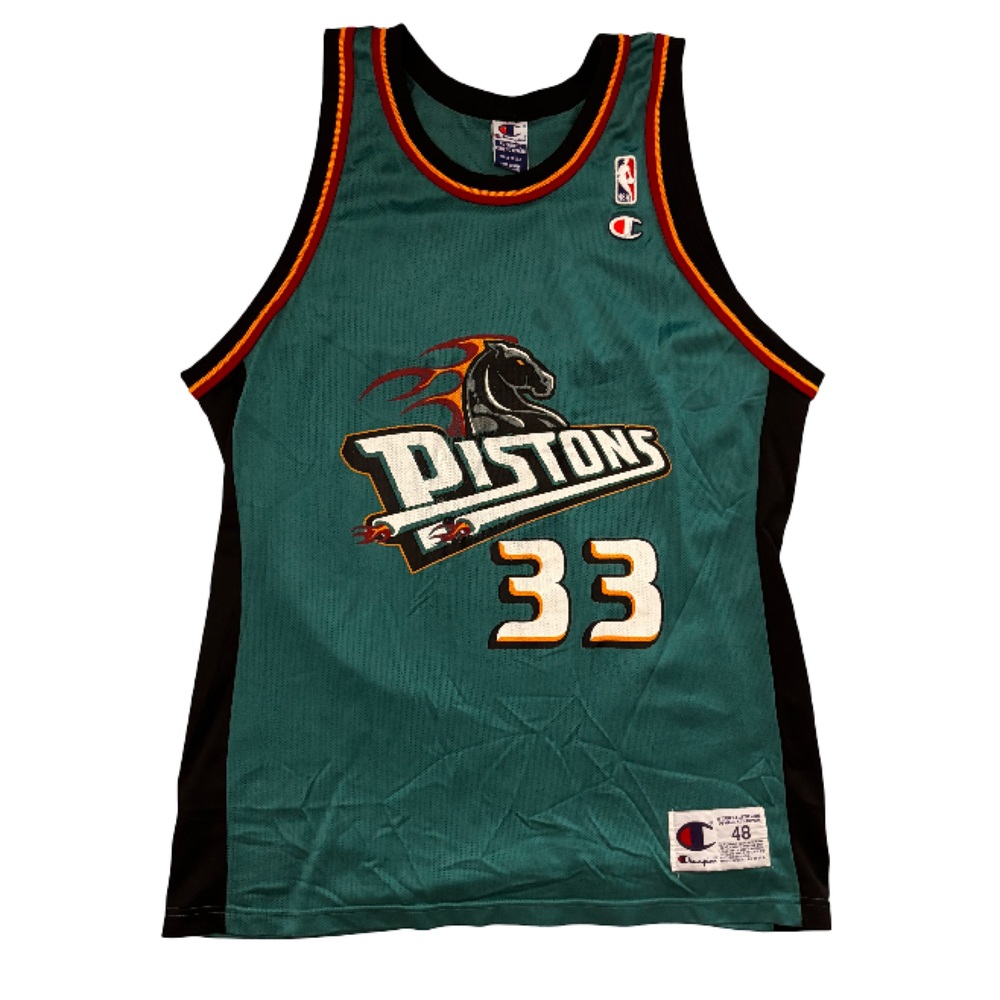 Champion Teal Vintage Throwback Detroit Pistons Grant Hill Jersey #33